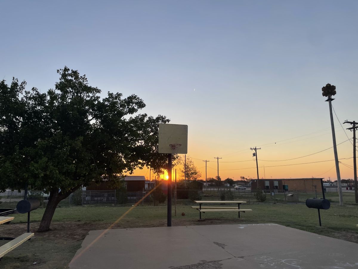 Swings at Tooter Reed Park in Kress, TX basketball net. Photo by: TJ Garcia