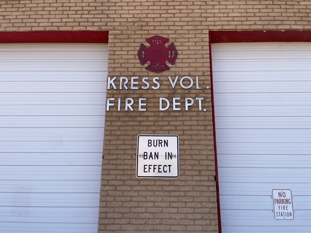 Kress Fire Department sign